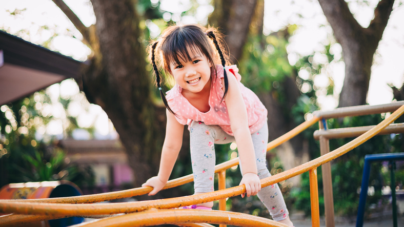 kids playing in the playground. Playing is important activity for learning and improve developmental in children.